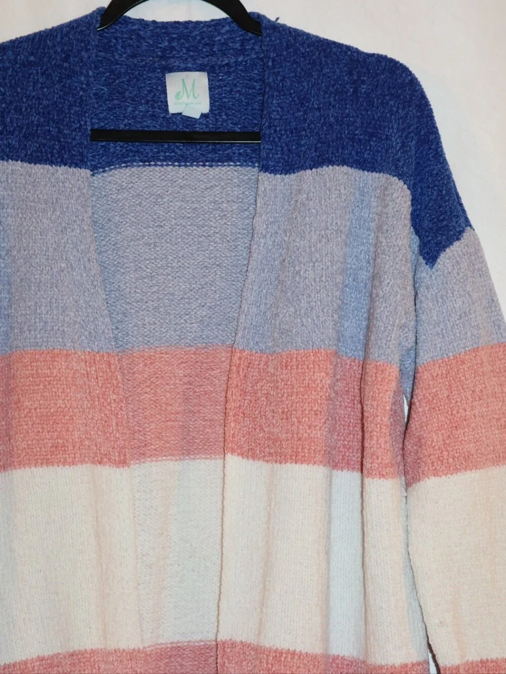 The Mint Open-Front Horizontal Stripe Cardigan Sweater.